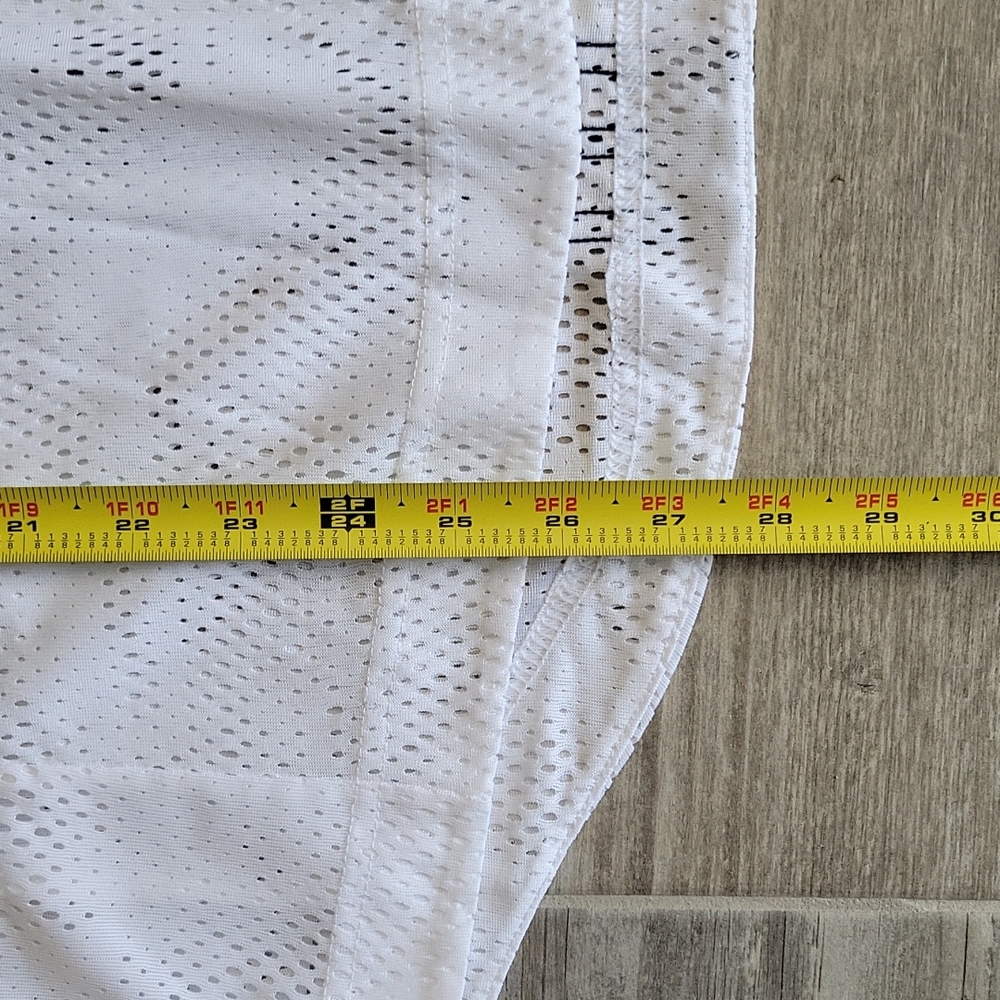 Adidas Crew neck White Black Stripes mesh tank top Size Small - Picture 7 of 9